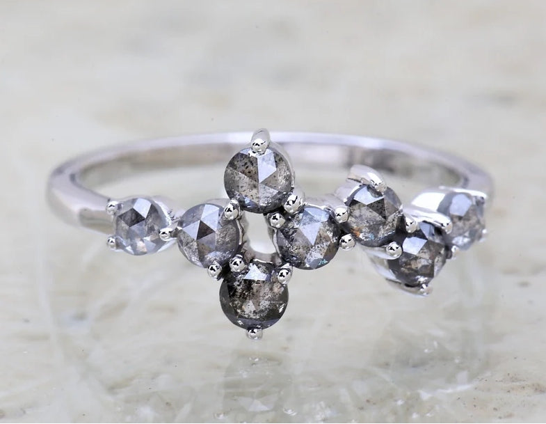 Salt and Pepper Diamond Ring ! Diamond Ring ! Solid Gold Ring ! Proposed Ring ! Engagement Ring ! Salt and pepper Ring ! Gift For Her